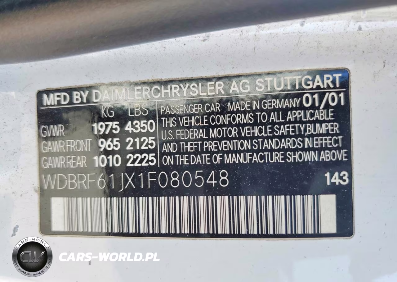 2001 Mercedes-Benz C 240 VIN:WDBRF61JX1F080548 - 12