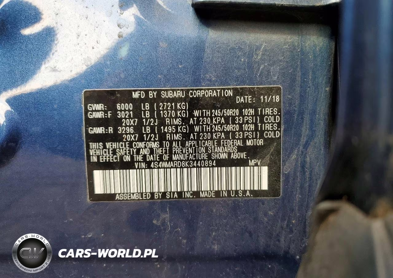 2019 Subaru Ascent Touring VIN:4S4WMARD8K3440894 - 13
