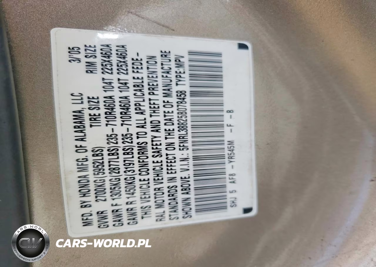 2005 Honda Odyssey Touring VIN:5FNRL38825B078458 - 14