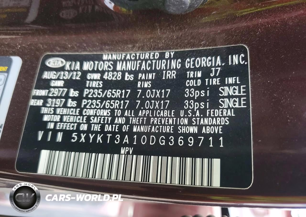 2013 Kia Sorento Lx VIN:5XYKT3A10DG369711 - 13