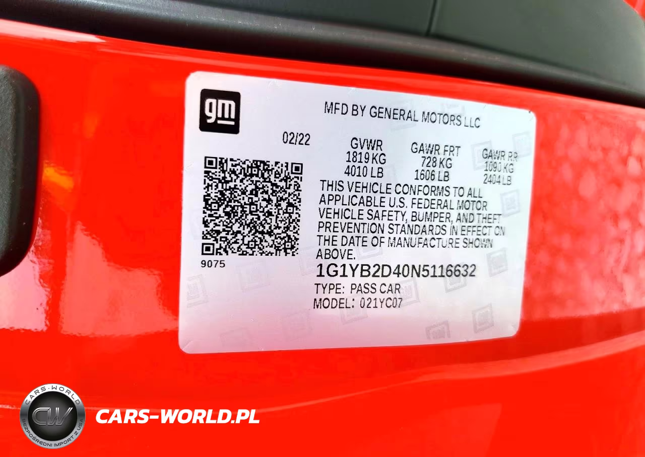 2022 Chevrolet Corvette Stingray 2Lt VIN:1G1YB2D40N5116632 - 12