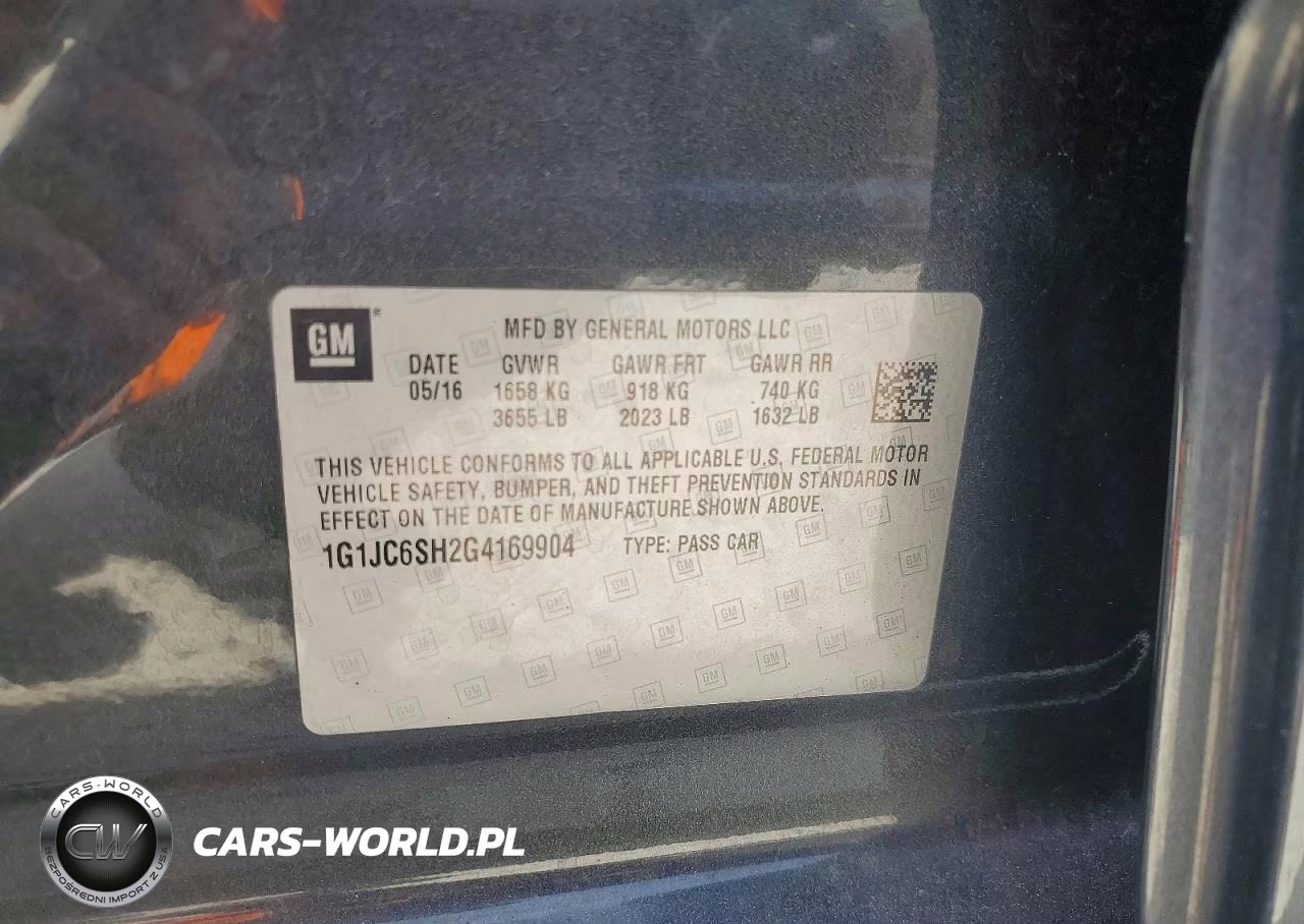 2016 Chevrolet Sonic Lt VIN:1G1JC6SH2G4169904 - 12