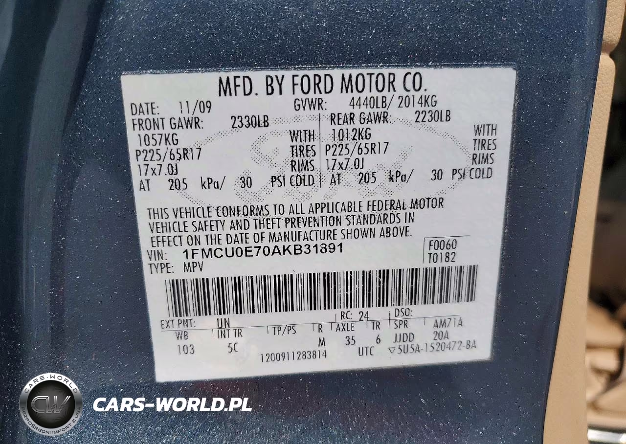 2010 Ford Escape Limited VIN:1FMCU0E70AKB31891 - 13