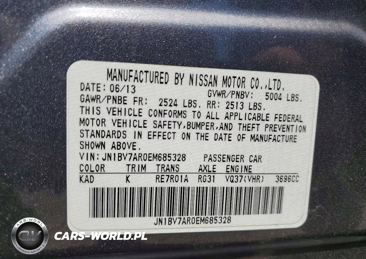 2014 Infiniti Q50 Base VIN:JN1BV7AR0EM685328 - 13
