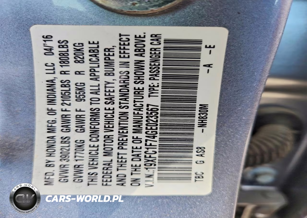 2016 Honda Civic Exl VIN:19XFC1F74GE023567 - 12
