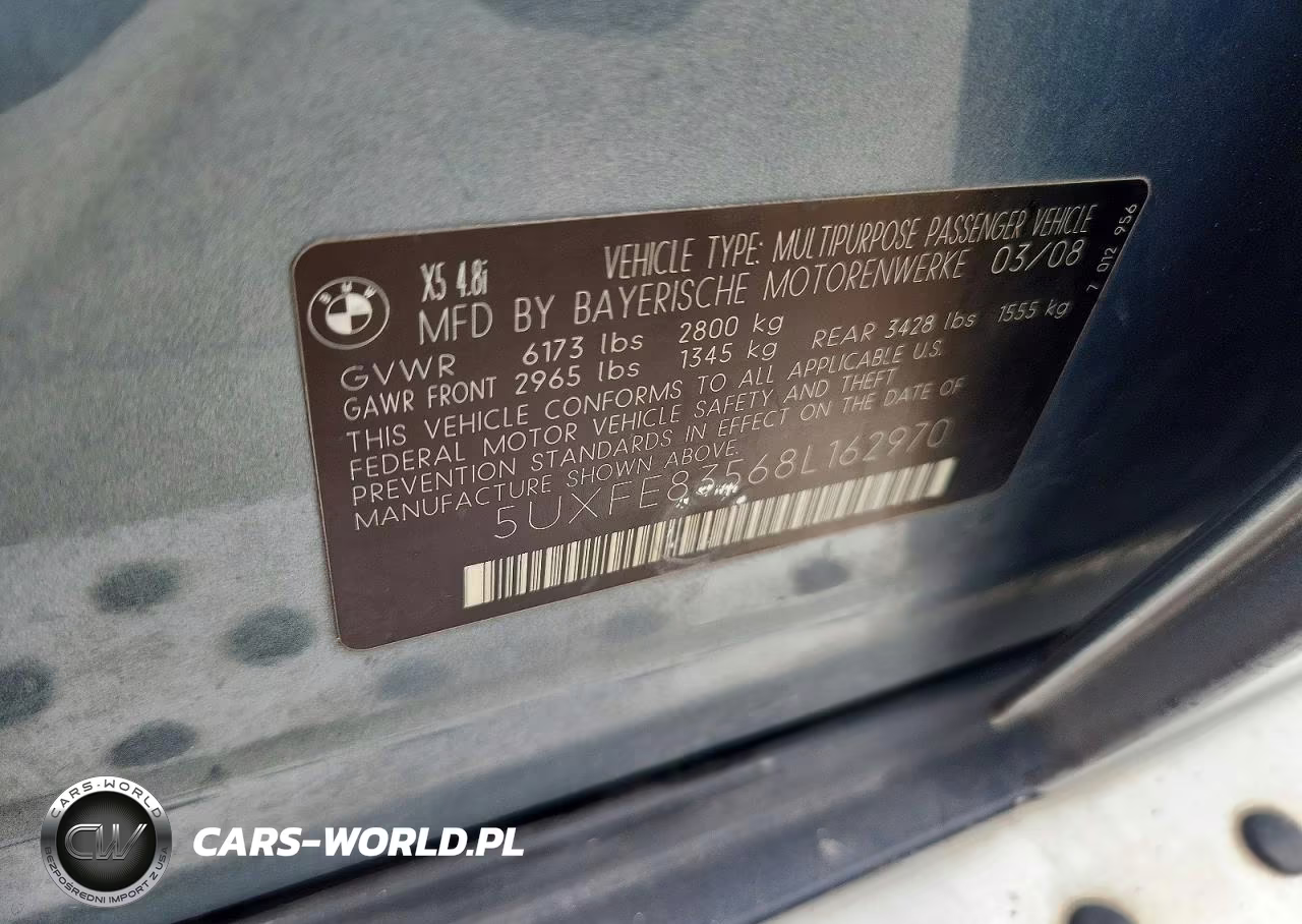 2008 BMW X5 4.8I VIN:5UXFE83568L162970 - 13