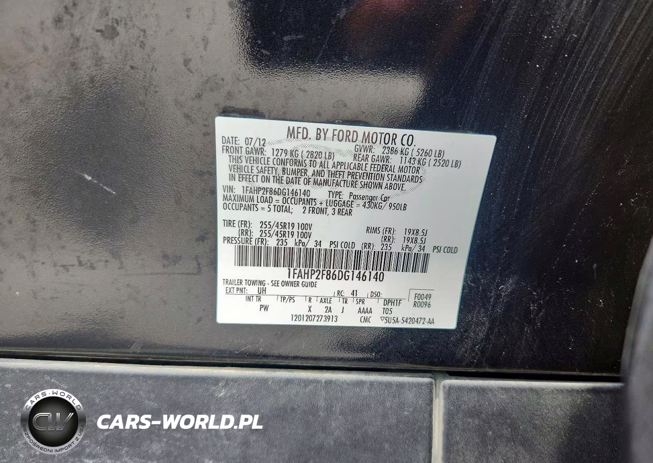 2013 Ford Taurus Limited VIN:1FAHP2F86DG146140 - 12