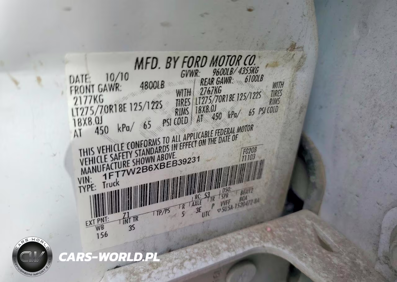2011 Ford F250 Super Duty VIN:1FT7W2B6XBEB39231 - 12