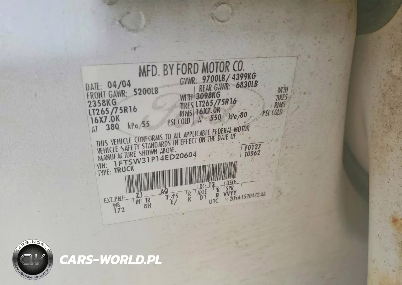 2004 Ford F350 Srw Super Duty VIN:1FTSW31P14ED20604 - 12