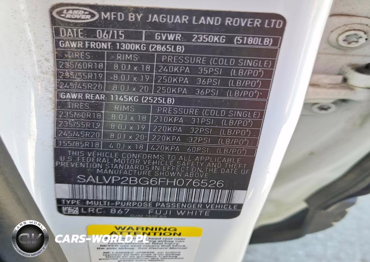 2015 Land Rover Range Rover Evoque Pure Plus VIN:SALVP2BG6FH076526 - 13