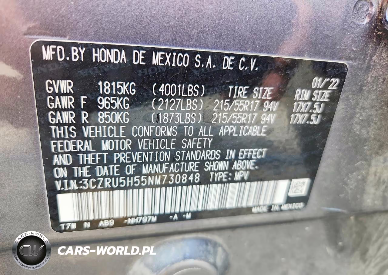 2022 Honda Hr-V Ex VIN:3CZRU5H55NM730848 - 13