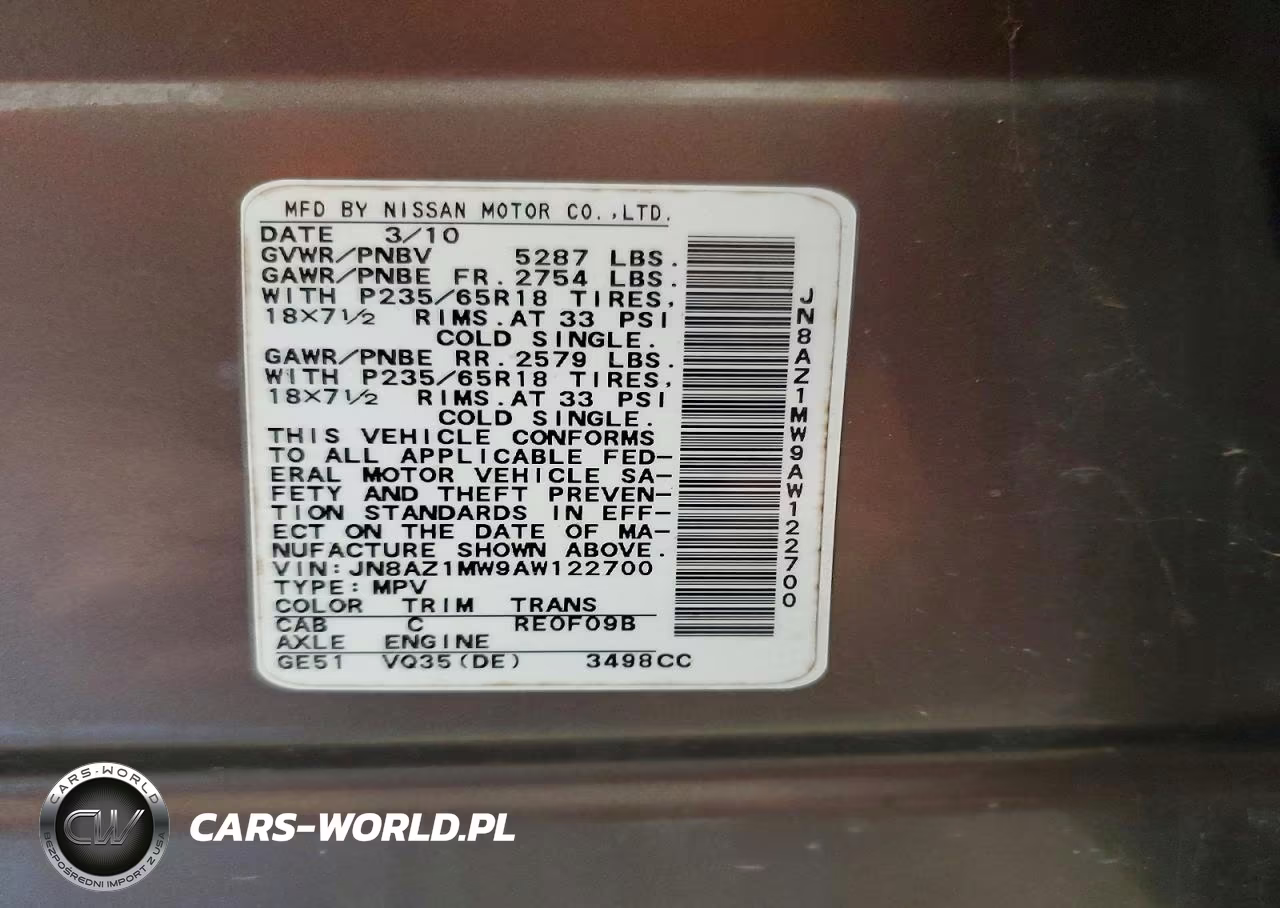 2010 Nissan Murano S VIN:JN8AZ1MW9AW122700 - 13