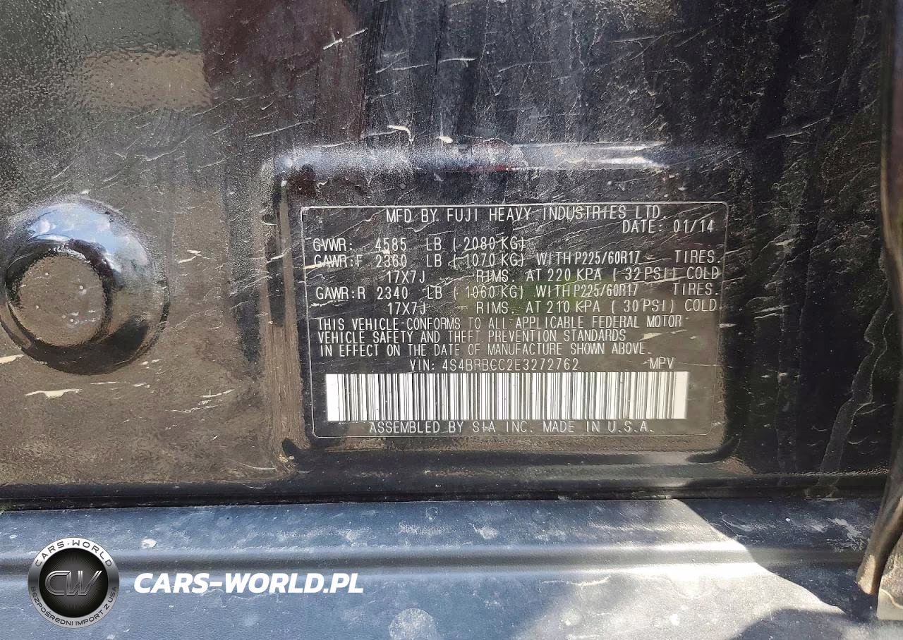 2014 Subaru Outback 2.5I Premium VIN:4S4BRBCC2E3272762 - 13