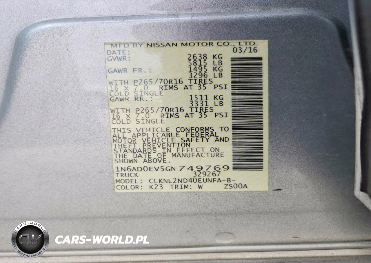 2016 Nissan Frontier Sv VIN:1N6AD0EV5GN749769 - 12