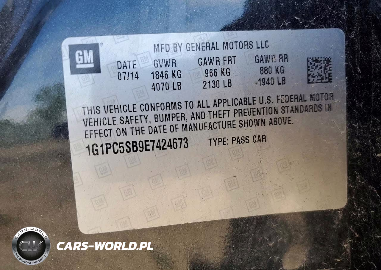 2014 Chevrolet Cruze Lt VIN:1G1PC5SB9E7424673 - 12