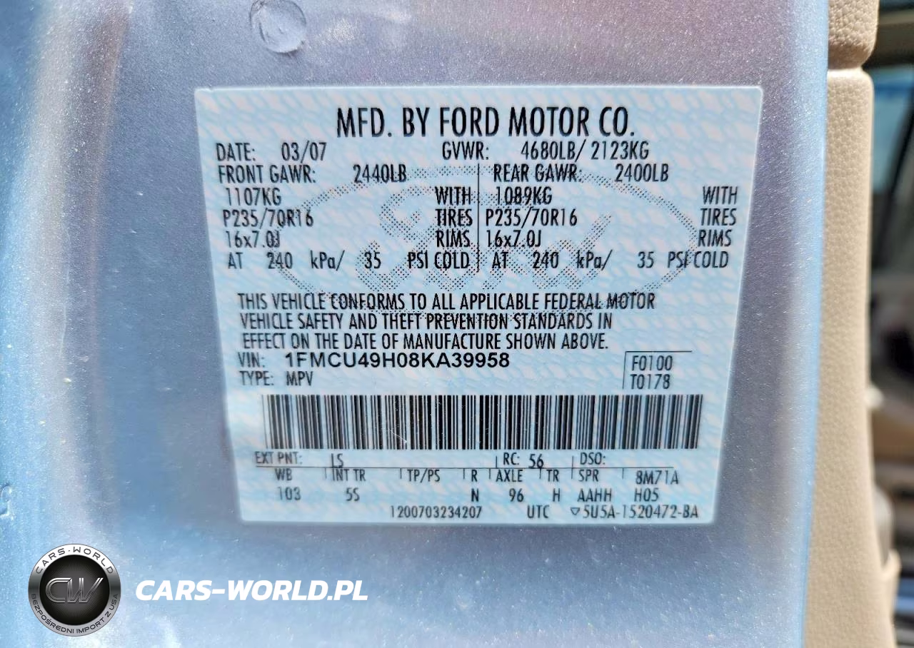 2008 Ford Escape Hev VIN:1FMCU49H08KA39958 - 12
