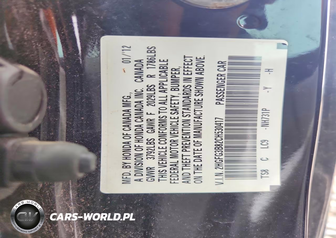 2012 Honda Civic Ex VIN:2HGFG3B82CH530417 - 12