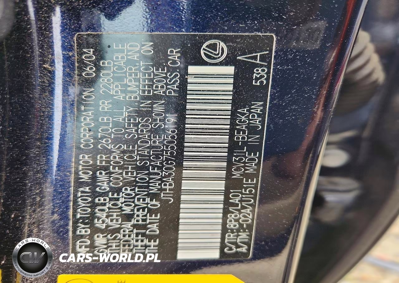 2005 Lexus Es 330 VIN:JTHBA30G755056191 - 12