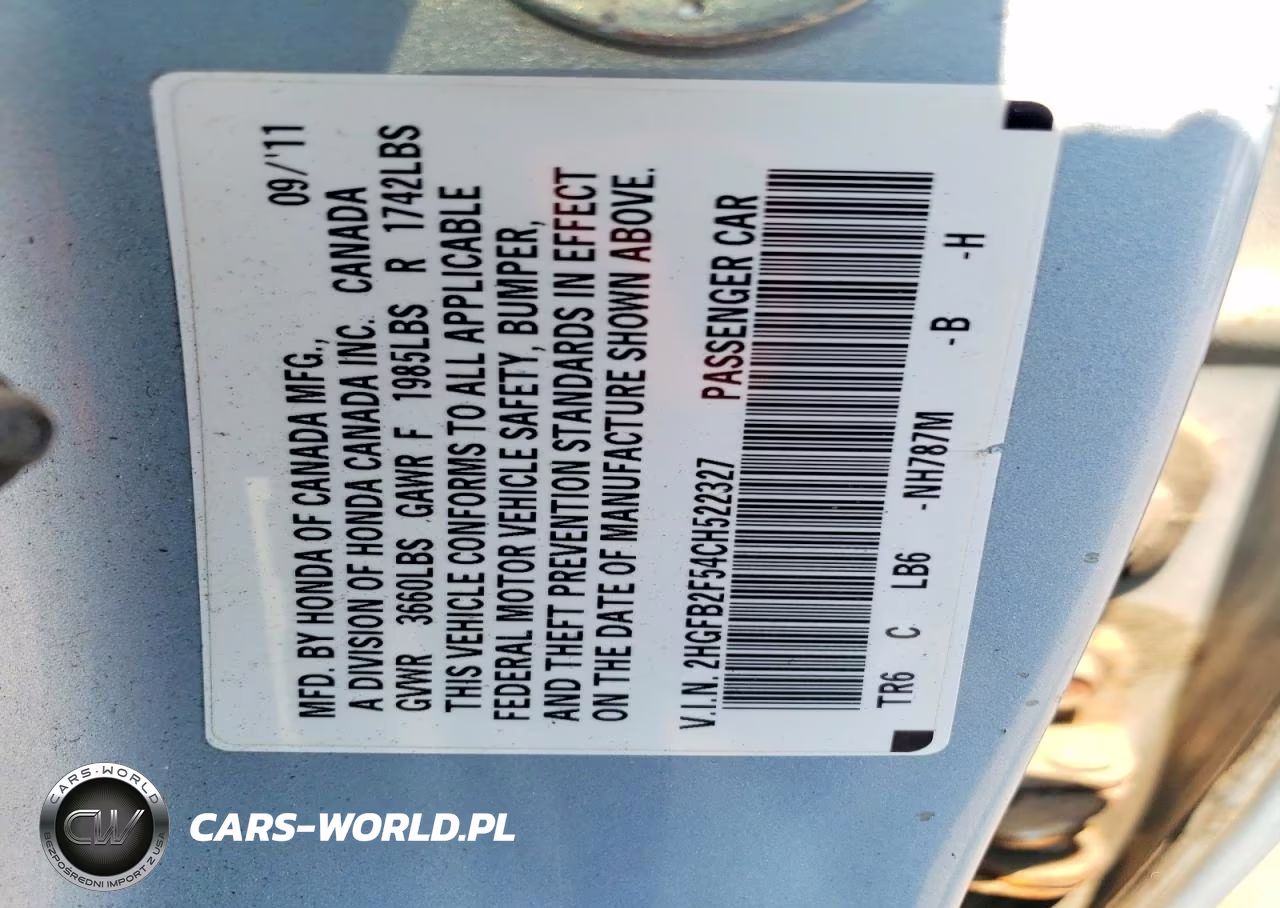 2012 Honda Civic Lx VIN:2HGFB2F54CH522327 - 13