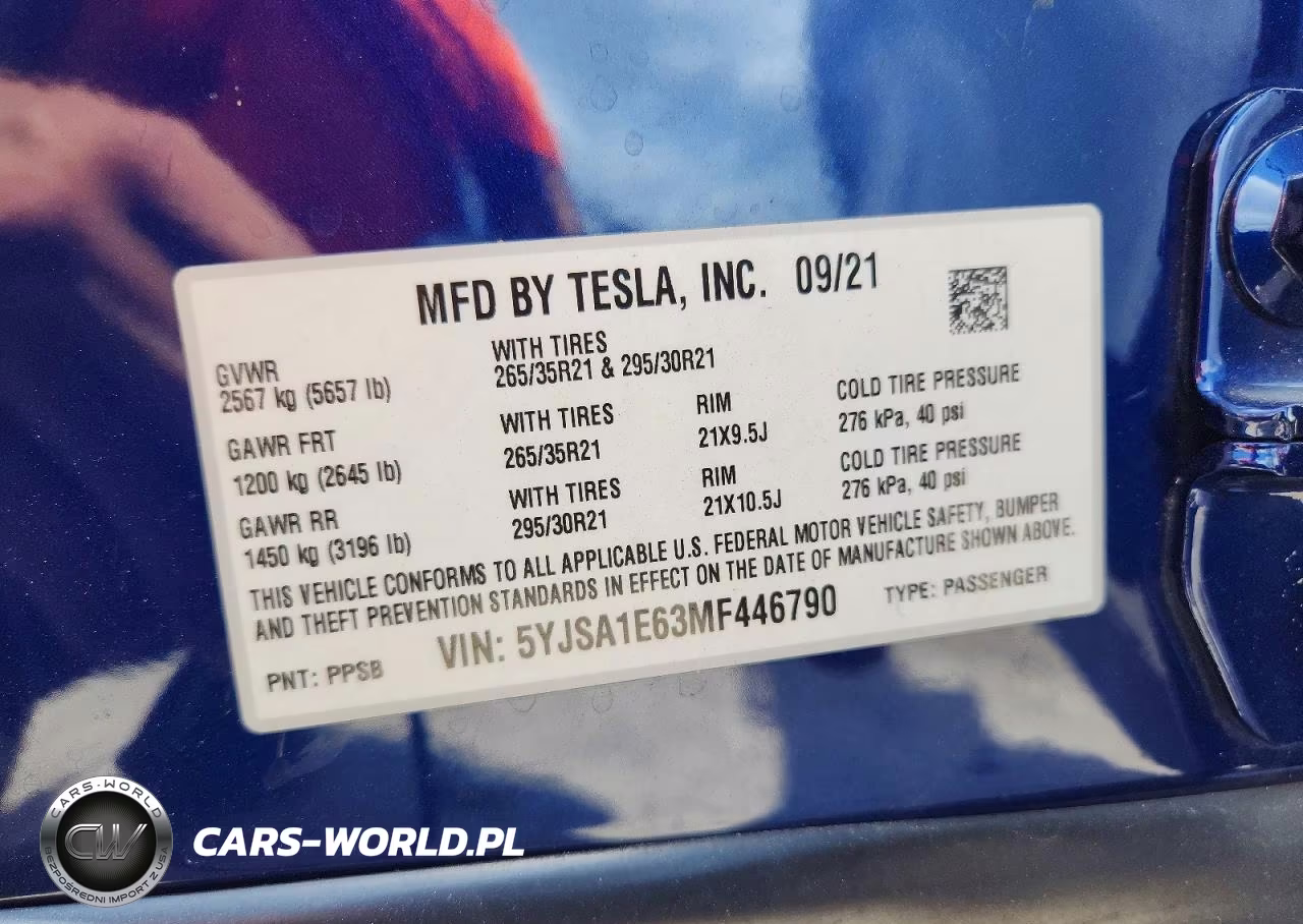 2021 Tesla Model S VIN:5YJSA1E63MF446790 - 12