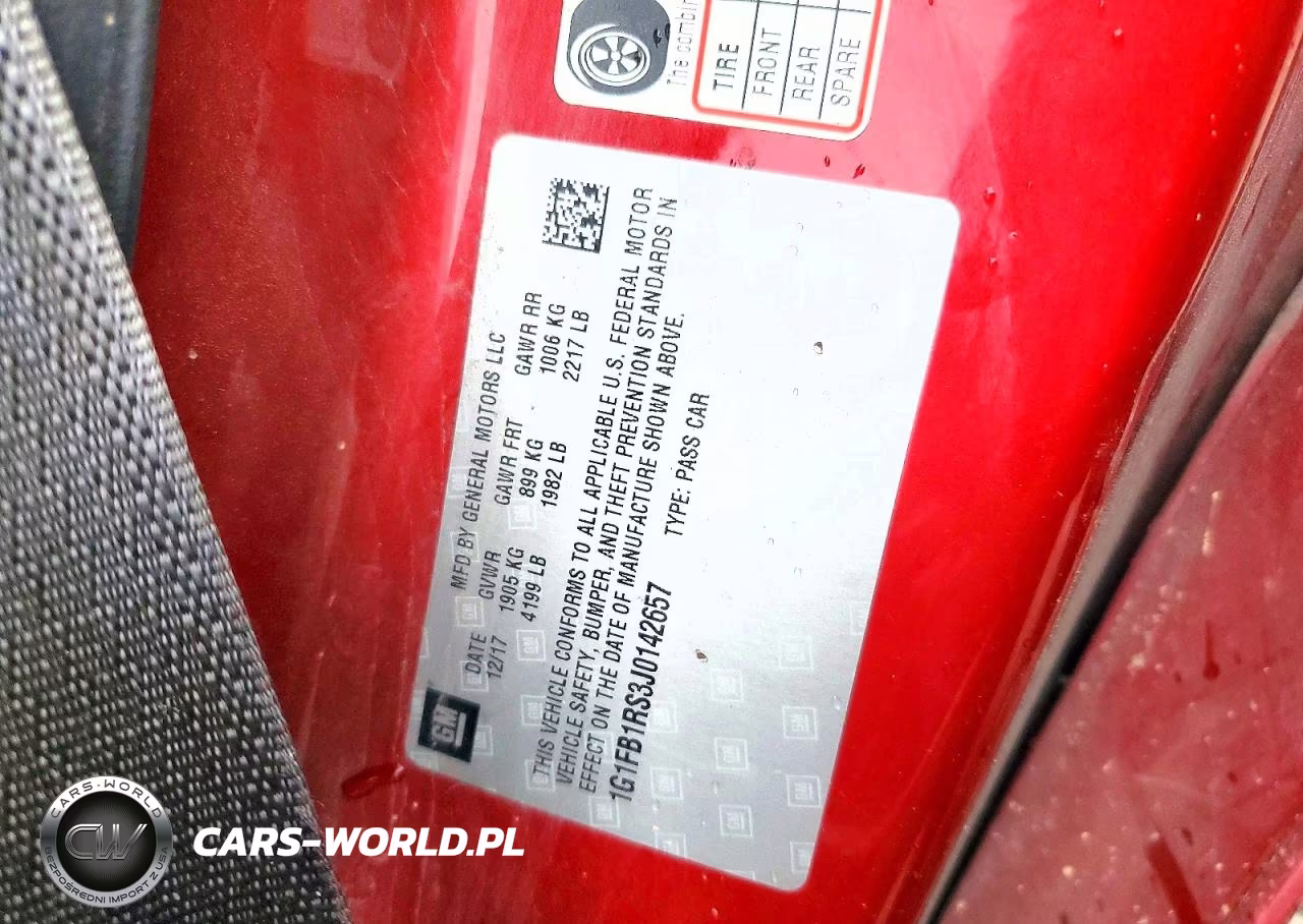 2018 Chevrolet Camaro Lt VIN:1G1FB1RS3J0142657 - 12