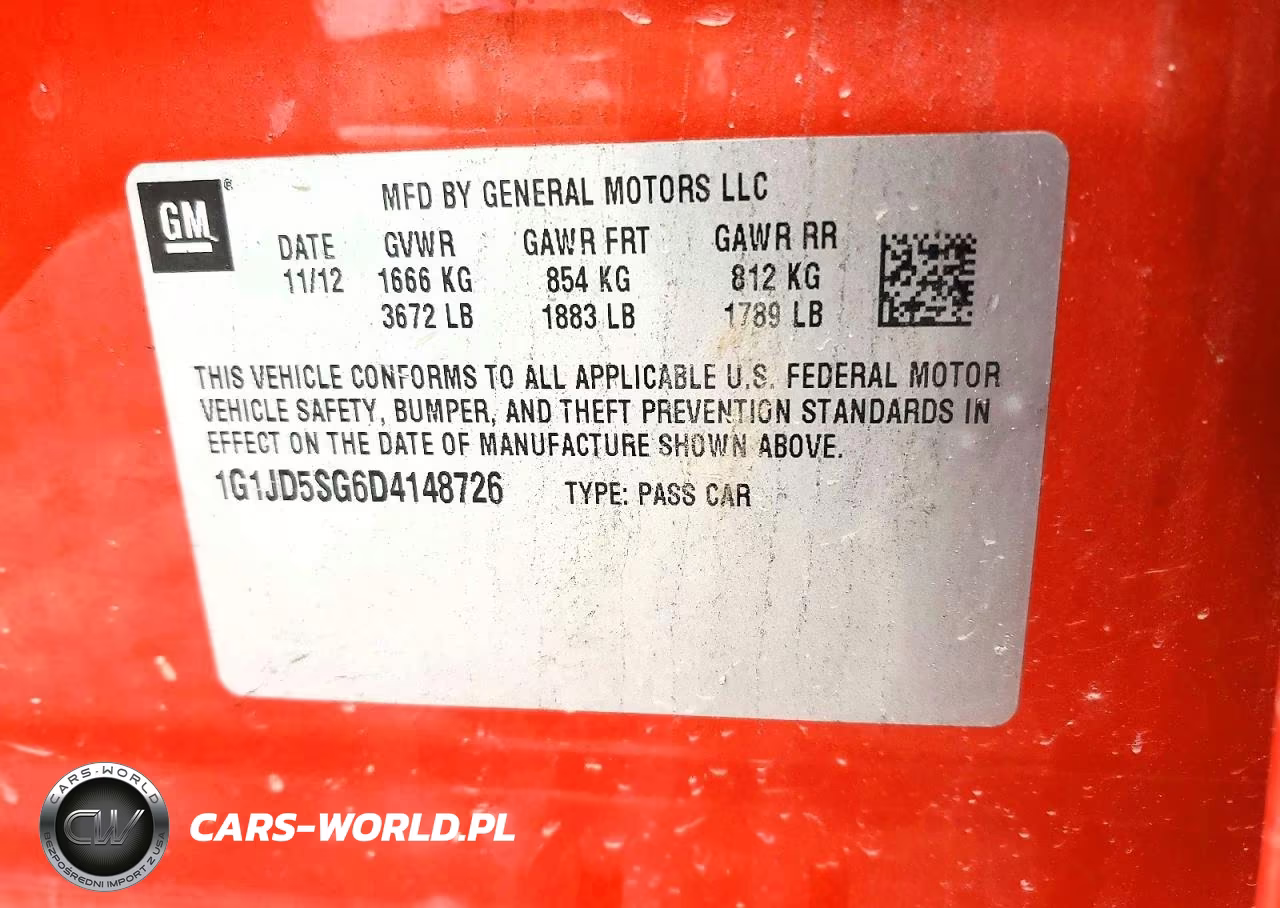 2013 Chevrolet Sonic Lt VIN:1G1JD5SG6D4148726 - 12