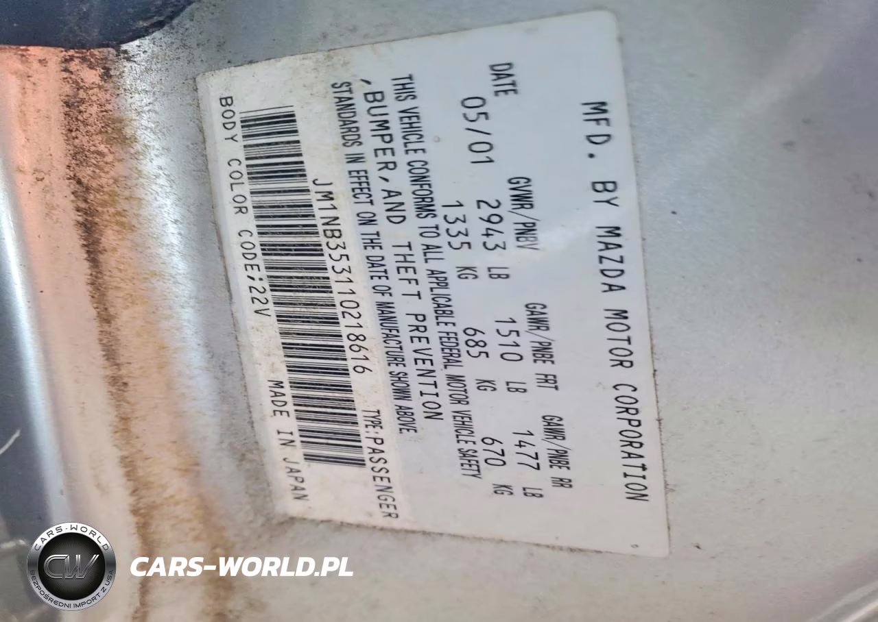 2001 Mazda Mx-5 Miata Base VIN:JM1NB353110218616 - 12