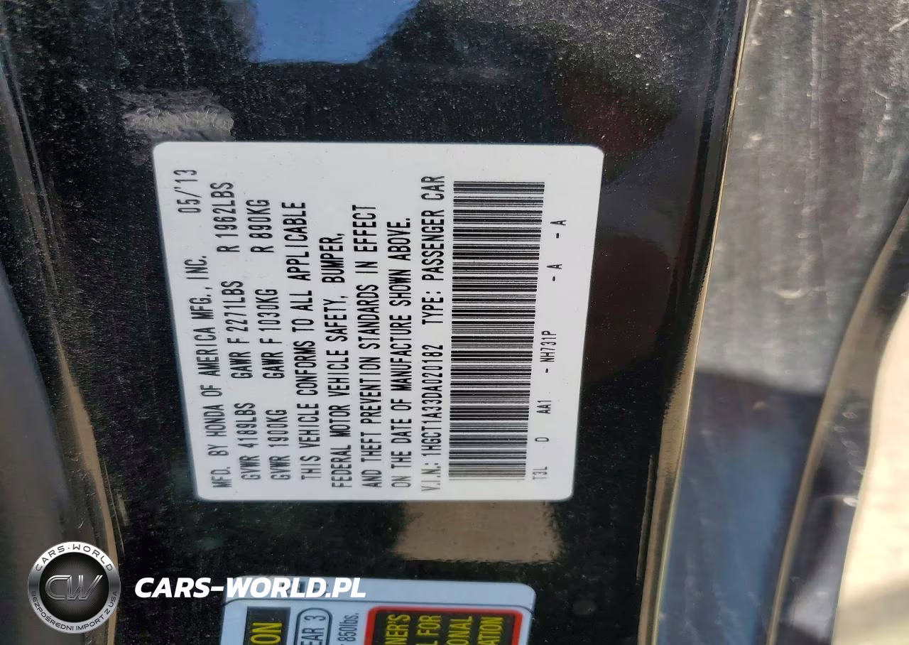 2013 Honda Accord Lx-S VIN:1HGCT1A33DA020182 - 13