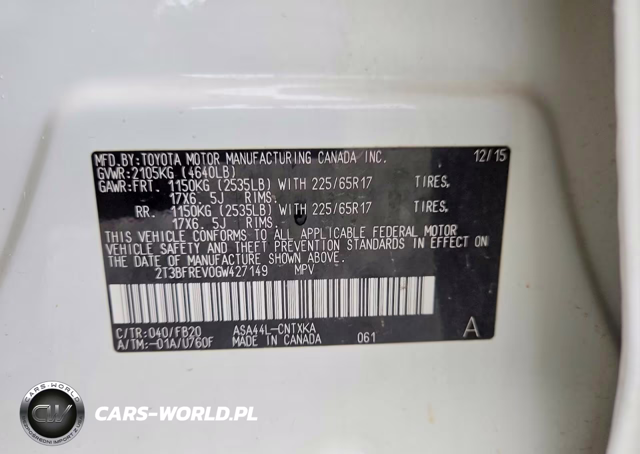 2016 Toyota 0128 VIN:2T3BFREV0GW427149 - 13