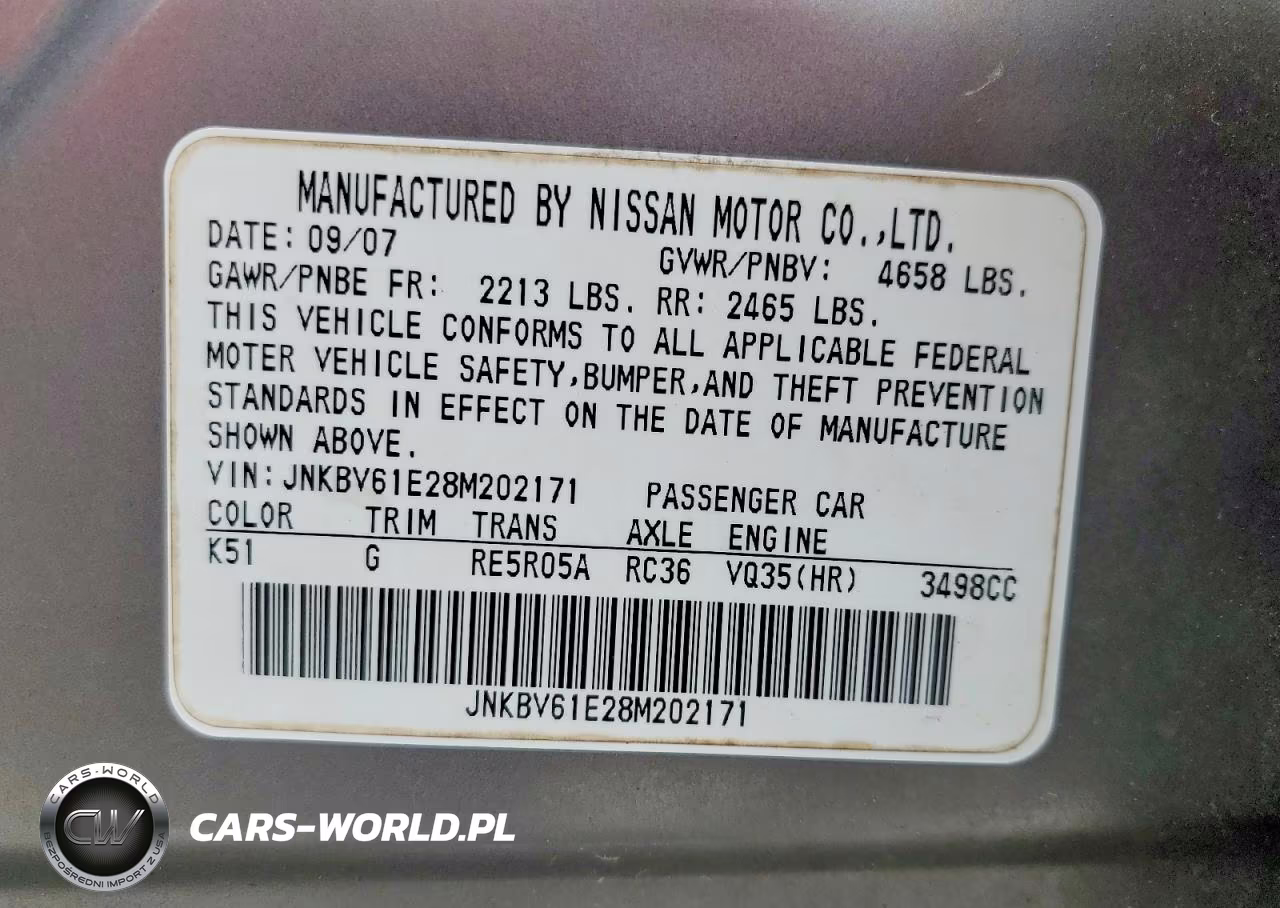 2008 Infiniti G35 Base VIN:JNKBV61E28M202171 - 13