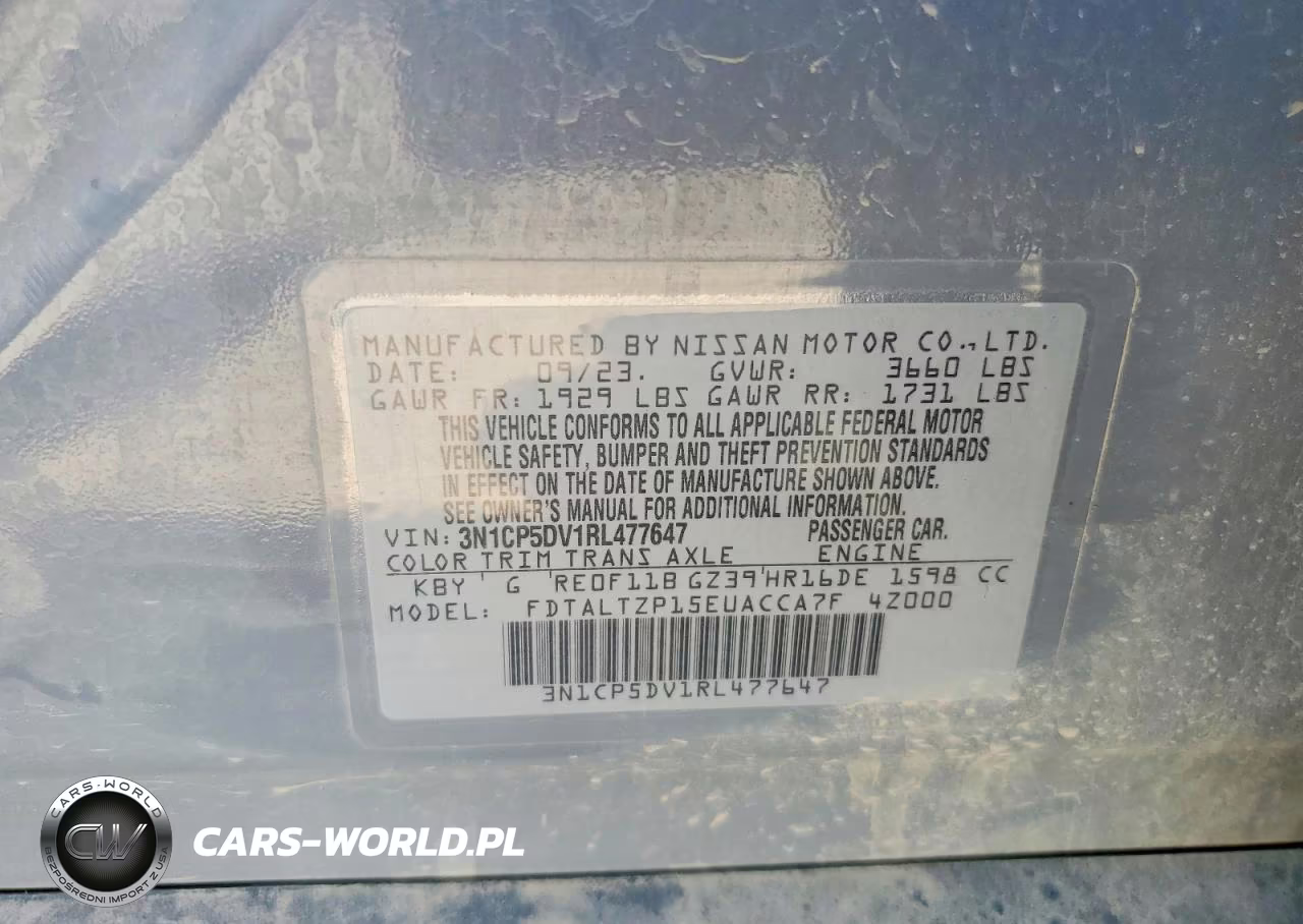 2024 Nissan Kicks Sr VIN:3N1CP5DV1RL477647 - 14
