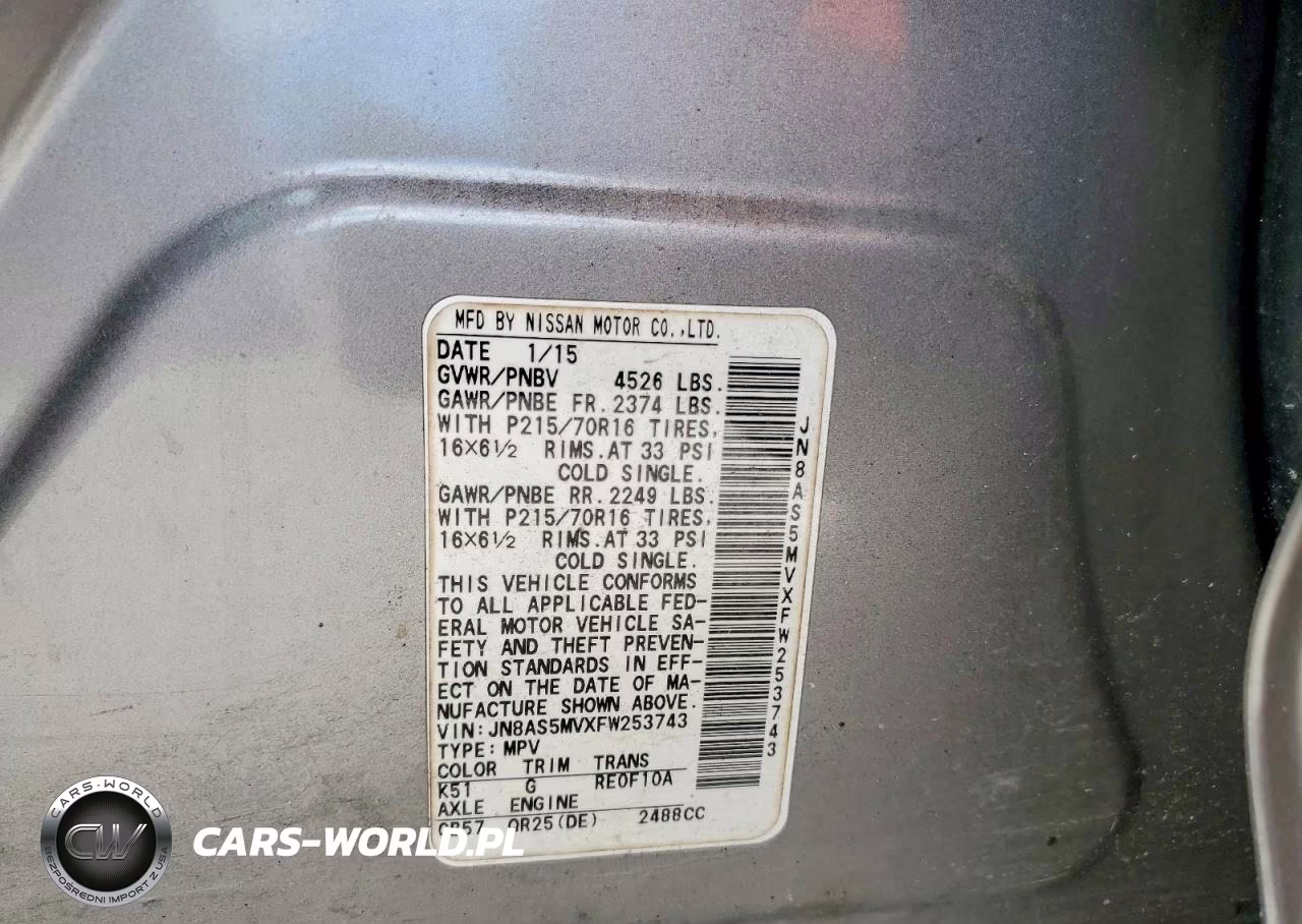 2015 Nissan Rogue Select S VIN:JN8AS5MVXFW253743 - 13