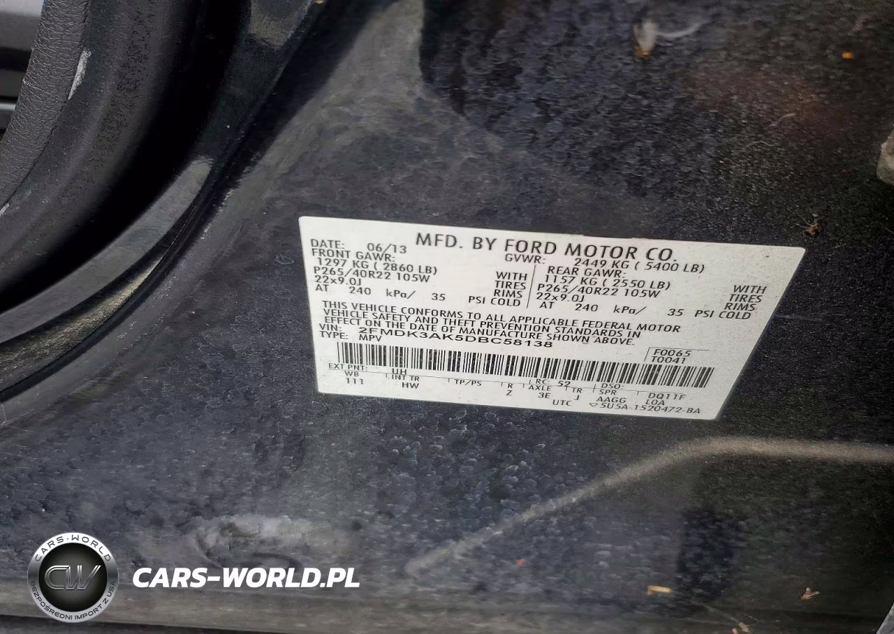2013 Ford Edge Sport VIN:2FMDK3AK5DBC58138 - 14