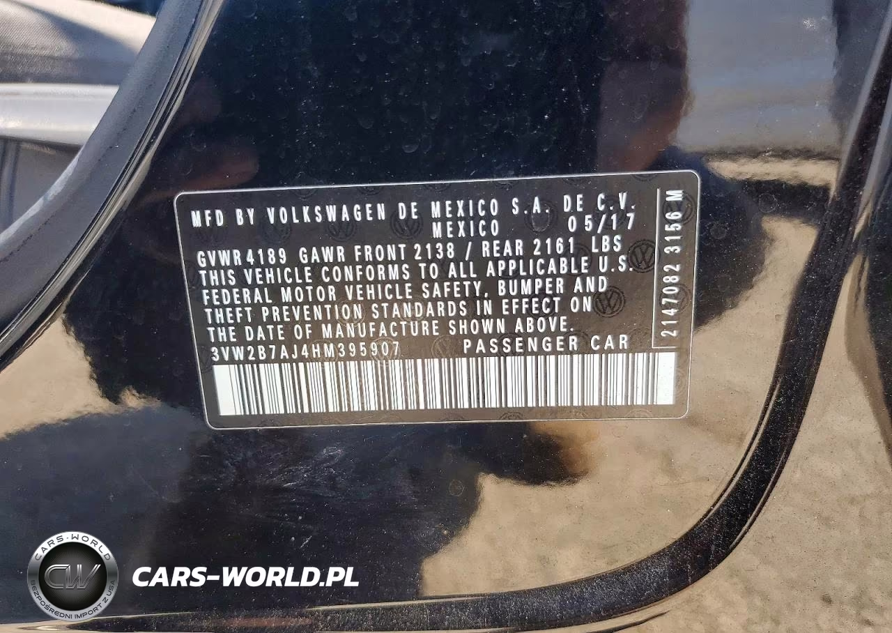 2017 Volkswagen Jetta S VIN:3VW2B7AJ4HM395907 - 12