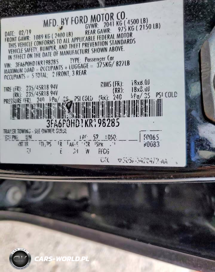 2019 Ford Fusion Se VIN:3FA6P0HD1KR198285 - 13