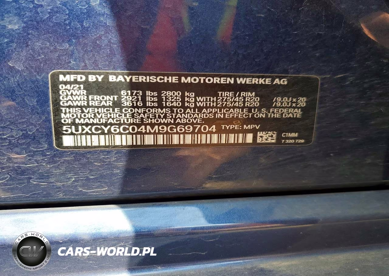 2021 BMW X6 xDrive40I VIN:5UXCY6C04M9G69704 - 13