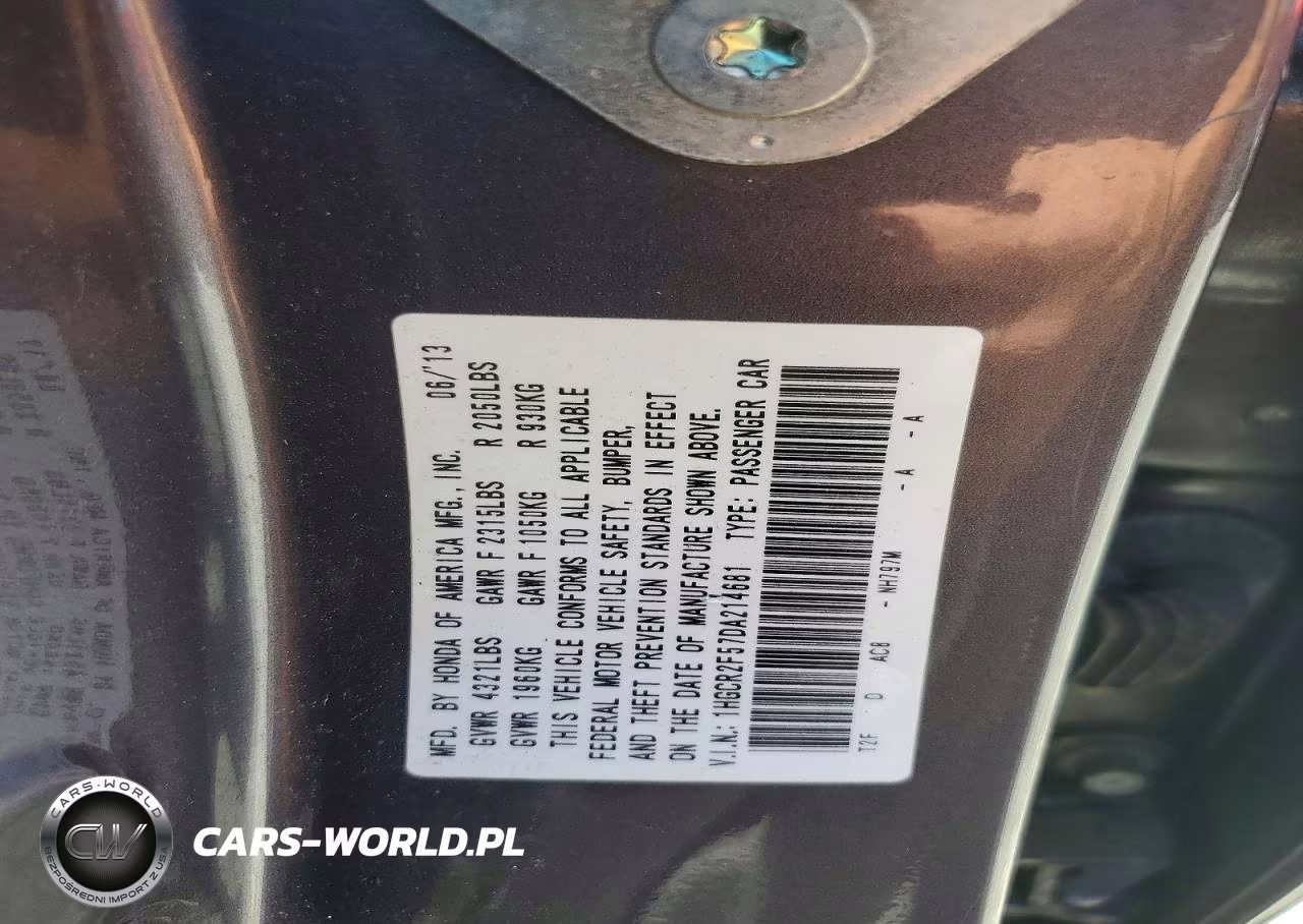 2013 Honda Accord Sport VIN:1HGCR2F57DA214681 - 12