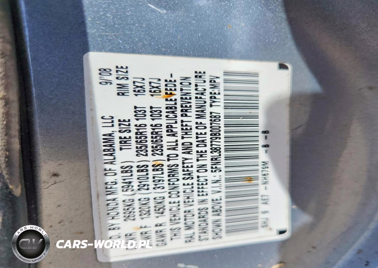 2009 Honda Odyssey Exl VIN:5FNRL38779B007687 - 13