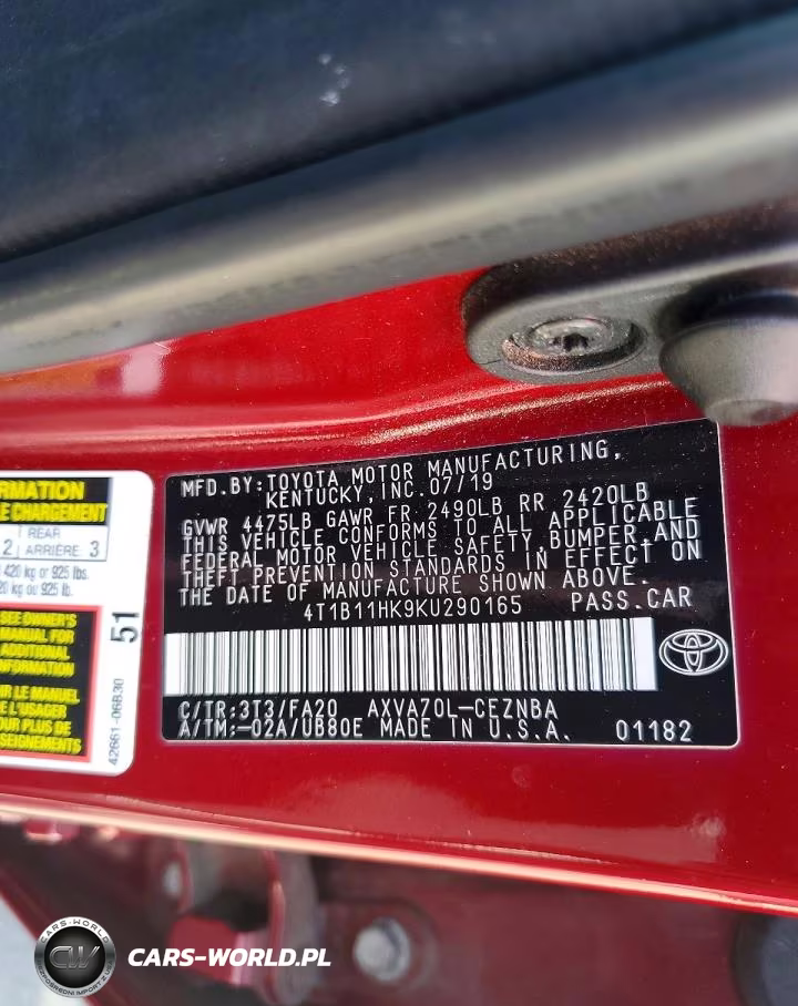 2019 Toyota Camry Le VIN:4T1B11HK9KU290165 - 13
