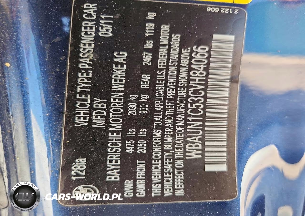 2012 BMW 128 I VIN:WBAUN1C53CVH84066 - 13