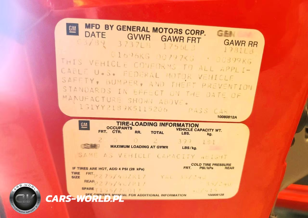 1989 Chevrolet Corvette VIN:1G1YY2189K5115206 - 12