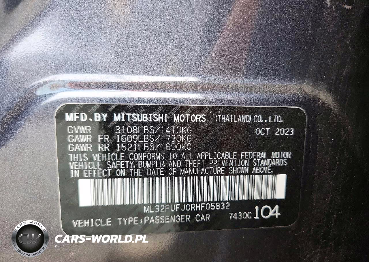 2024 Mitsubishi Mirage G4 Es VIN:ML32FUFJ0RHF05832 - 13