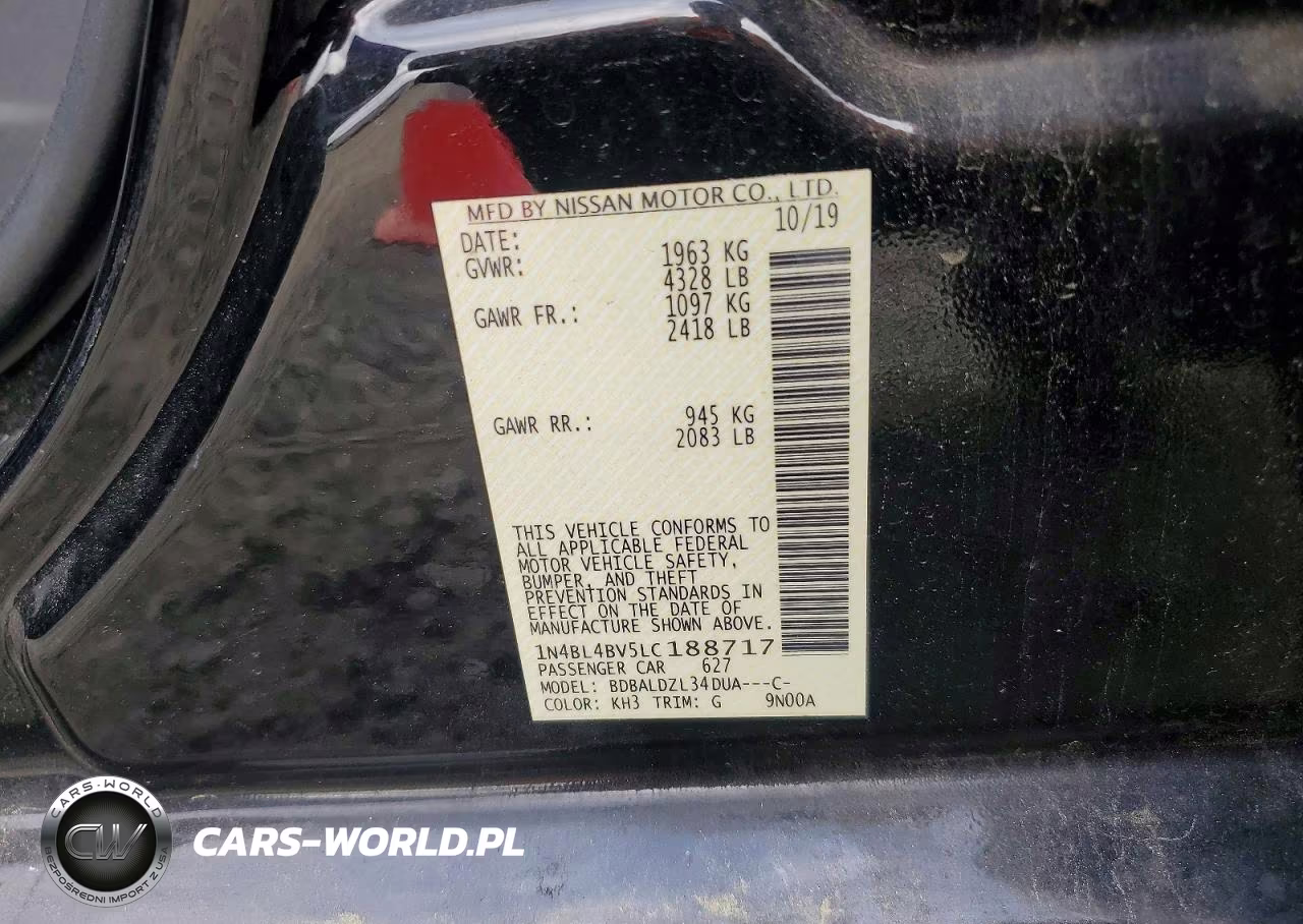 2020 Nissan Altima S VIN:1N4BL4BV5LC188717 - 12