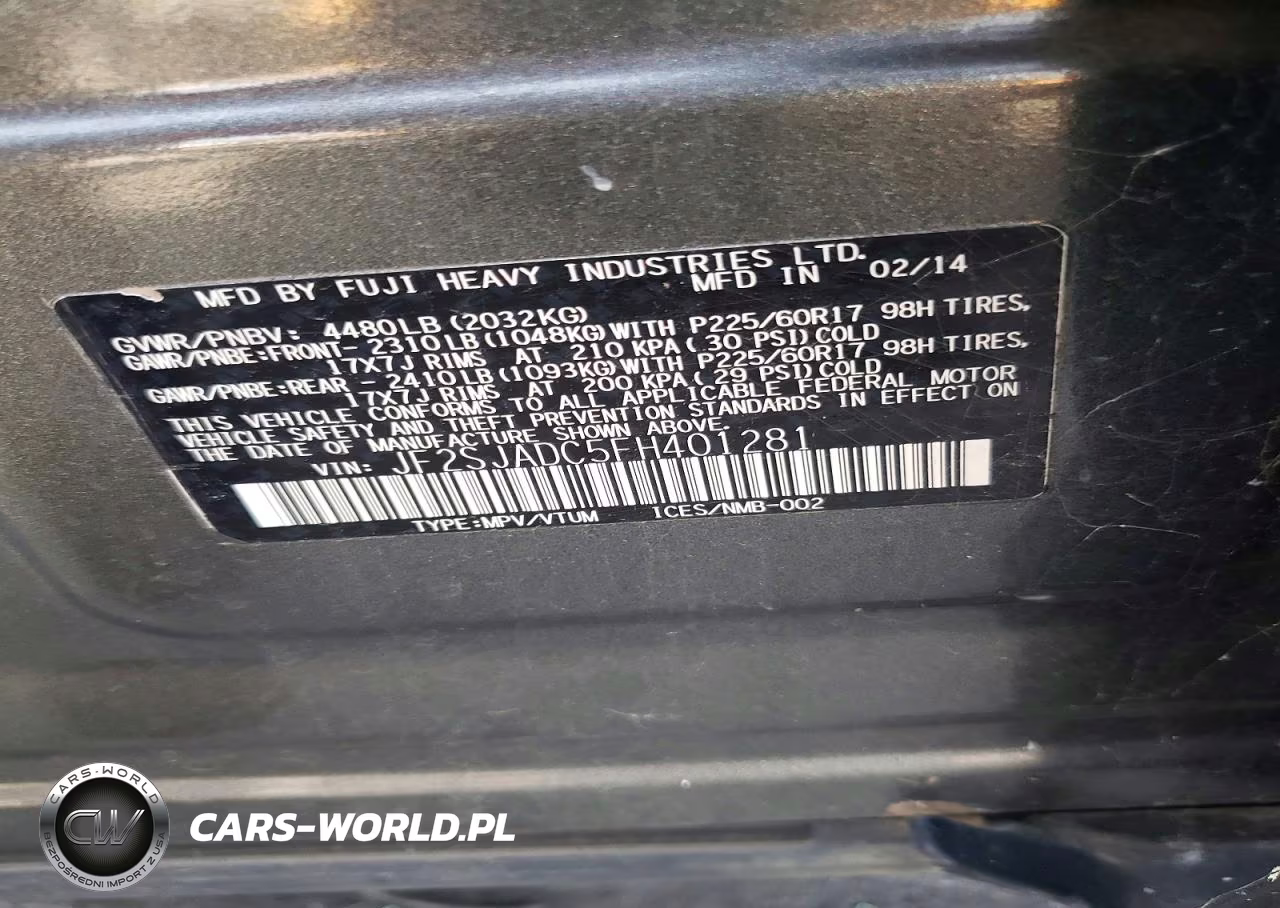 2015 Subaru Forester 2.5I Premium VIN:JF2SJADC5FH401281 - 12