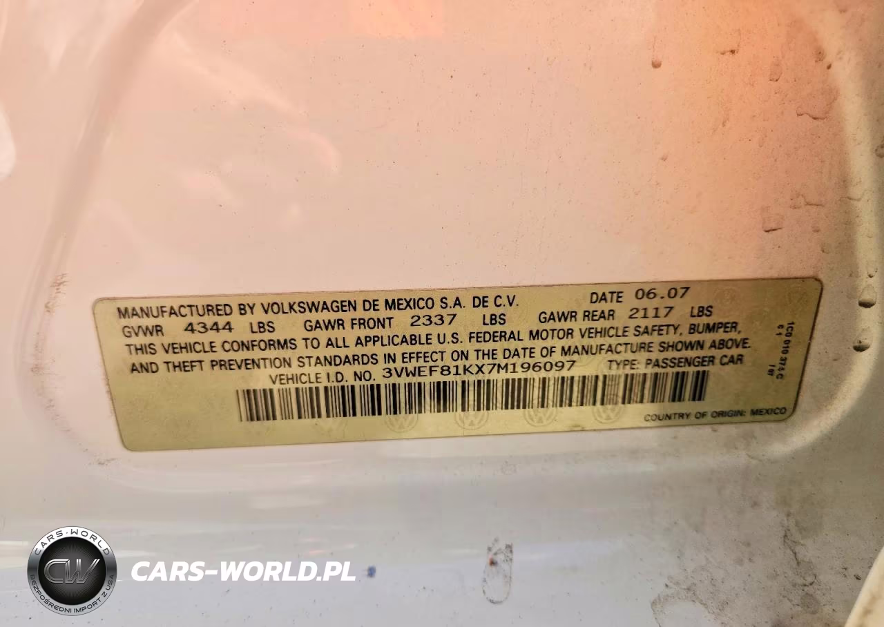 2007 Volkswagen Jetta Wolfsburg VIN:3VWEF81KX7M196097 - 12