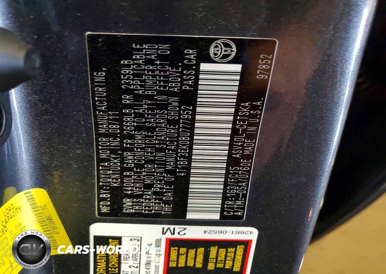 2011 Toyota Camry Se VIN:4T1BF3EK0BU777952 - 12