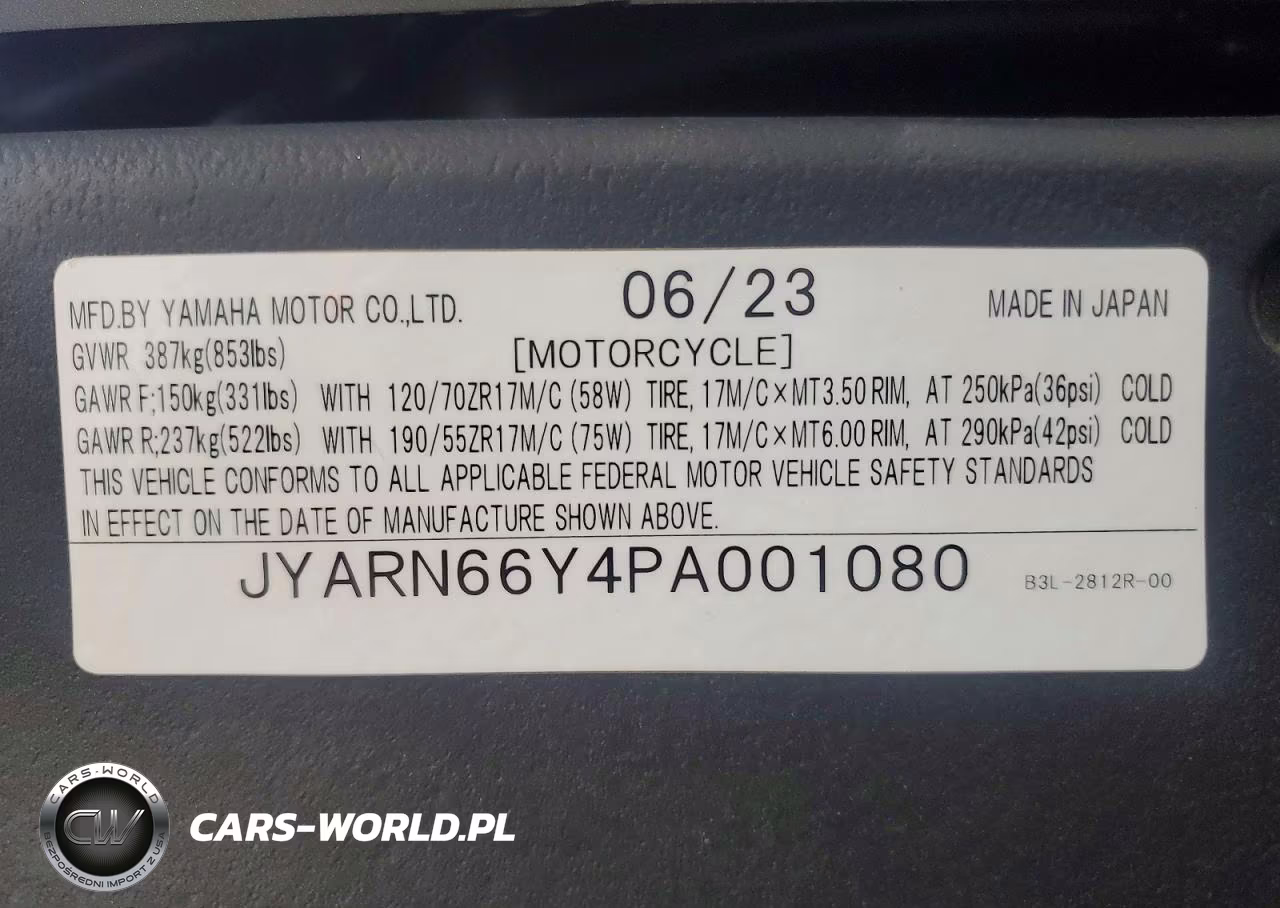 2023 Yamaha Yzfr1 VIN:JYARN66Y4PA001080 - 9