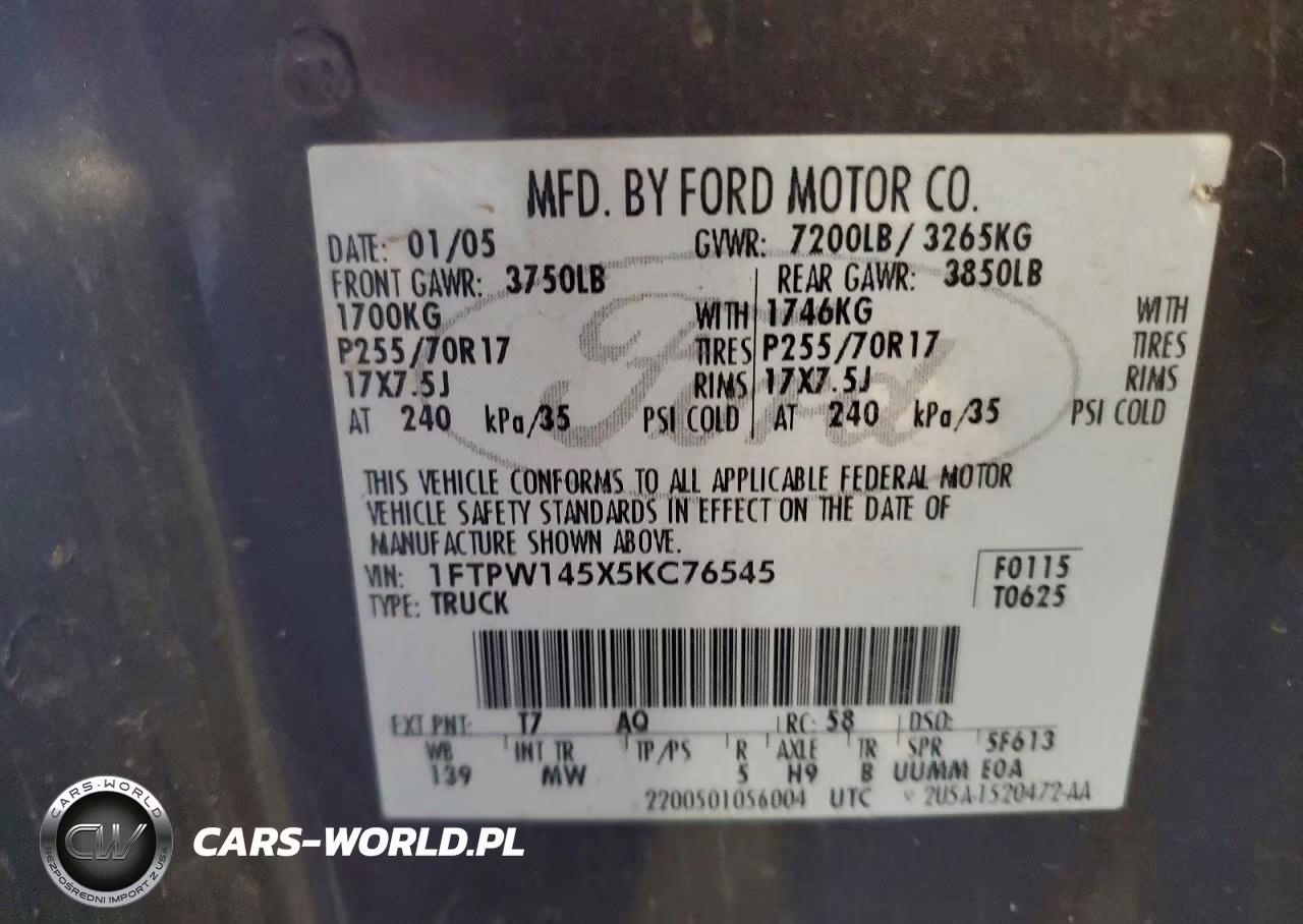 2005 Ford F150 Supercrew VIN:1FTPW145X5KC76545 - 12