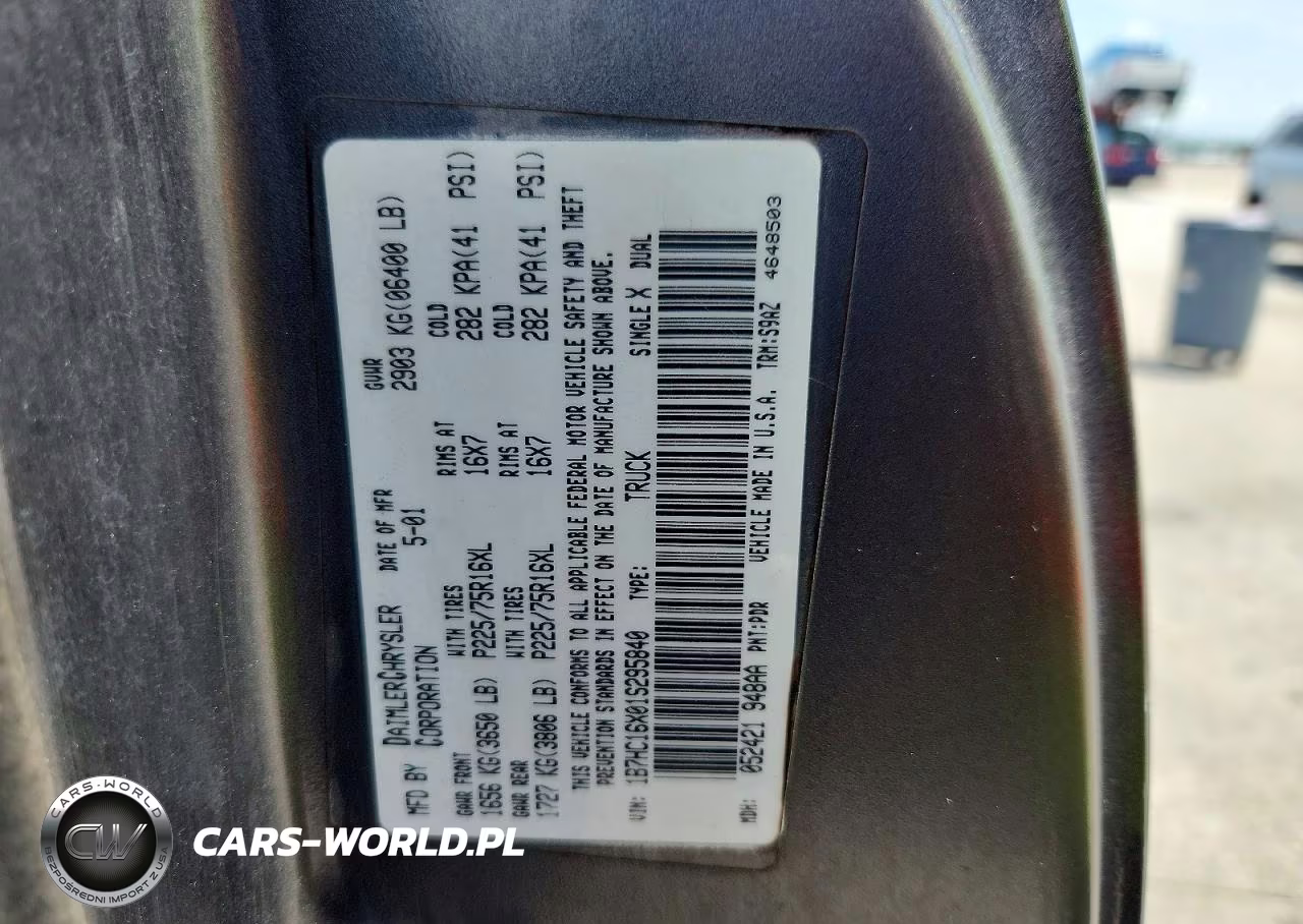 2001 Dodge Ram 1500 VIN:1B7HC16X01S295840 - 12