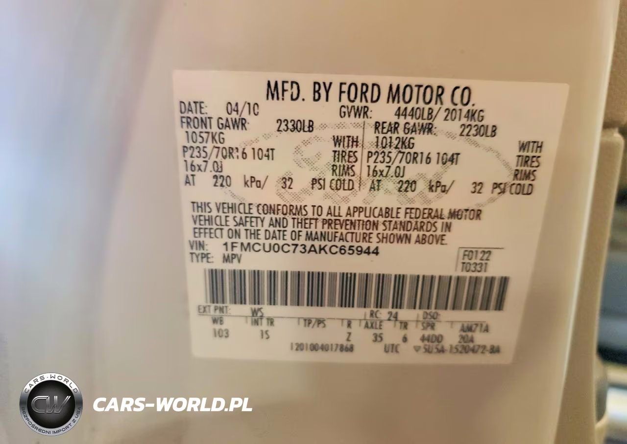 2010 Ford Escape Xls VIN:1FMCU0C73AKC65944 - 12